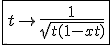 \fbox{t\to\frac{1}{sqrt{t(1-xt)}}}